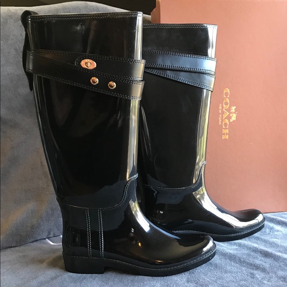 Coach Rain Boots Size 7 - Picture 1 of 8